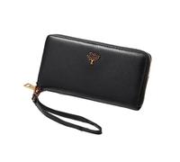 Lejdi Bolsos de Mujer Carteras Bolsos de Noche de Cuero Genuino Monederos Estuches for Tarjetas Clips Largos for Billetes(Black)