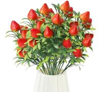 Lejelyma 3 Piezas Pelocas de Fresa Falsas, simulación de Altura de 12 Pulgadas Bouquet de Fresas Artificiales, Flores de Fresa de plástico para la Fiesta de Bodas en el hogar