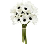 Lejelyma Anemone Flowers Artificial, 10PCS 11 Inch Real Touch Artificial Poppies, Reusable Fake Flowers Bouquet for Home Office Desk Vase Decor