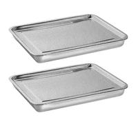 Lejelyma Bandeja de germinación de semillas de acero inoxidable, kit de bandeja rectangular de germinación de semillas de pasto de trigo para suministro de jardín, 26 x 20 x 5 cm, 2 unidades