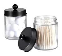 Lejelyma Contenedor de hisopo de algodón 2pcs 3x4.5 Soporte de hisopo de algodón de Vidrio Transparente con Tapa de Tapa de Hilo Dental/lápiz Labial/QTIP para baño, Sala de Estar