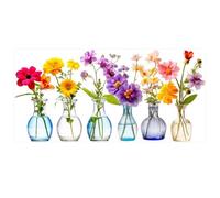 Lejelyma Flower Window Clings, 23x11 Inch PVC Colorful Floral Window Clings, Electrostatic Adsorption Stickers & Decals for Home Office Kitchen Glass Decor Gifts