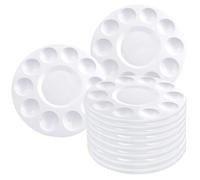 Lejelyma Paint Tray Palette, 24PCS Round Plastic Painting Palette with 10 Wells, Washable Paint Plate for Acrylic Oil Watercolor Craft Supplies DIY Art Painting