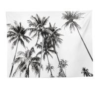 Lejelyma Plant Tapestry, Black and White Palm Tree Tapestry, 5x6.5ft Tropical Branches Silhouette Wall-Mounted for Living Room Bedroom Office Decorations