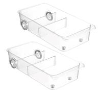 Lejelyma Rolling Refrigerator Organizers Bins 2PCS BPA Free Clear Fridge Drawer with Dividers 3 Compartments Pull out Food Storage Containers for Egg Fruit Vegetable Drinks Meat
