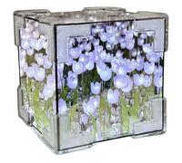 Lejelyma Tulips Night Light, DIY Tulips Cube Mirror Lamp, Decorative Flower Night Light for Bedroom Living Room, for Family and Friends, 4x4x4