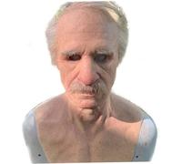 LejeMaek Máscara de cara realista Old Man Marquea Decoración de látex de Navidad Postería de cospla de cosecha de arrugas espeluznantes Máscara Old Man, facial realista