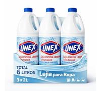 Lejía para Ropa, Blanqueante Neutra Especial Lavadora, Blanquea y protege su ropa, Apto para lavado de ropa blanca o de colores sólidos que no destiñan, 3 botellas de 2 Litros