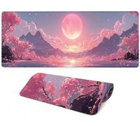 Lejnlnng Alfombrilla Ratón Gaming XXL 100x50cm Flores De Cerezo Impermeable Alfombrilla Escritorio, Paisajes Mouse Pad Base Antideslizante, Bordes Cosidos, Grandes Tapete Escritorio JL-7581