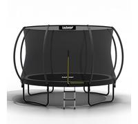 LeJump Trampolín Ø 305/366 cm, Certificado TÜV Rheinland, Trampolín de Gran tamaño para niños y niñas, con Red de Seguridad, Ideal para exteriorl,Capacidad de Carga 150 kg (Negro, 305cm)