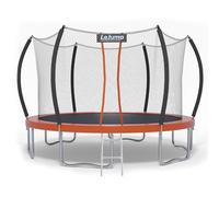 LeJump Trampolín Ø235/305/366 cm, Certificado TÜV Rheinland, Trampolín de Gran tamaño para niños y niñas, con Red de Seguridad, Ideal para exteriorl (Naranja, 366cm)