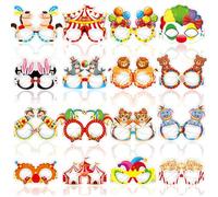 Lekabee 16 Gafas de circo, gafas de carnaval artesanales, accesorios para fotomatón de carnaval, artículos para cumpleaños de payasos y baby showers