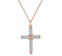 LEKANI Collares Mujer Colgante Cruz Plata 925, "Símbolo de Fe, Esperanza, Amor, Regalos Originales para Mujer Madre Mamá Abuela Dia de la Madre (Rosa)