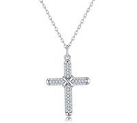 LEKANI Collares Mujer Colgante Cruz Plata 925, "Símbolo de Fe, Esperanza, Amor, Regalos Originales para Mujer Madre Mamá Abuela Dia de la Madre (Silver)