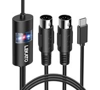 LEKATO Cable MIDI a USB C, cable USB MIDI a tipo C con entrada y salida compatible con teclado MIDI/sintetizador/controlador MIDI, funciona con iOS/Android/Windows/Mac OS -6.5 pies, negro