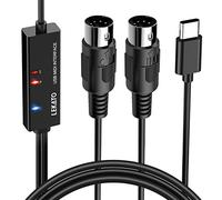 LEKATO Cable MIDI Midi Adaptador Tipo-C USB MIDI Interfaz Actualización Profesional MIDI a Tipo-C Convertidor de Cable IN-OUT para Controlador MIDI/Piano Eléctrico 6.5FT (Type C)