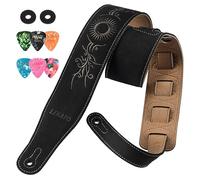 LEKATO Correa de gamuza para bajo, cinturón acolchado de espuma de 2.4 pulgadas, 35-51 pulgadas, compatible con guitarras acústicas, bajos y eléctricas, accesorio de guitarra