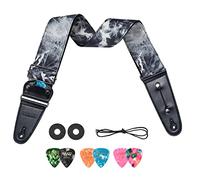 LEKATO Correa Guitarra, Correas Ajustables 37"-62" con Extremos Cuero para Guitarra Eléctrica Acústica Baja, Correas Guitarra de Algodón con Cierres de Correa/Púas de Guitarra/Cuerda