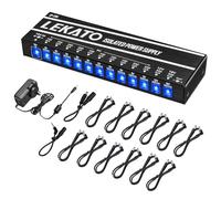 LEKATO Fuente de alimentación para pedal de guitarra, 12 salidas aisladas para 9 V/12 V/18 V, pedal de efectos con protección contra cortocircuitos para guitarra eléctrica, bajo efecto, carga de