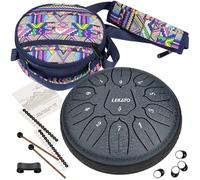LEKATO Handpan Drum(6 Pulgadas, 11 Toneladas en D) Tongue Drum con Bolsa de Tambor de Lengua, Hang Drum Instrumento Tambor de Lengua de Acero para Meditación Yoga Sanación con Sonido (Azul Marino)