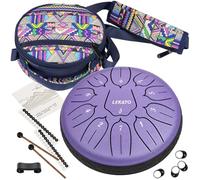 LEKATO Handpan Drum(6 Pulgadas, 11 Toneladas en D) Tongue Drum con Bolsa de Tambor de Lengua, Hang Drum Instrumento Tambor de Lengua de Acero para Meditación Yoga Sanación con Sonido (Lavanda)