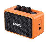 LEKATO Mini amplificador de guitarra eléctrica recargable de 5 W con efecto limpio/overdriver, Bluetooth 5.0, amplificador de guitarra portátil para ejercicios en casa y fiestas musicales (naranja)