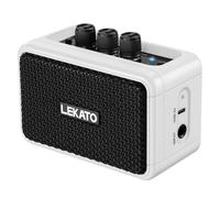 LEKATO Mini amplificador de guitarra eléctrica recargable de 5 W con efectos limpio/overdriver, Bluetooth 5.0, amplificador portátil para ejercicios en casa y fiestas de música (blanco)