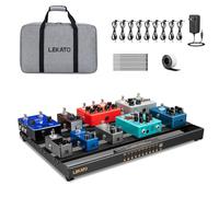 LEKATO Pedalera con Fuente de Alimentación Incorporada, Pedalera de Efecto Grande de 19,1*12,2*1,8 Pulgadas,Juego de Pedalera de Aleación de Aluminio con Bolsa de Transporte,Cables de Pedal,adhesivo