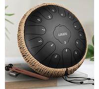 LEKATO Tambor de lengua de acero de 13 pulgadas, 15 notas, tambor de aleación de acero C clave principiante tambor zen percusión para meditación yoga, el mejor regalo para adultos, negro