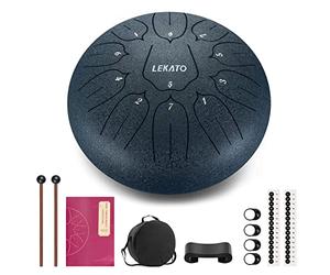 LEKATO Tambor de Lengua de Acero, Steel Tongue Drum con 10 Pulgadas 11 Notas, Zen Tambor de Percusión para Meditación/Yoga, Percusión de Aleación para Principiantes(azul marino)