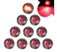 LeKaufen 10 piezas 3/4" Luces laterales LED redondas para coche 1.9cm Luces de posición laterales 12V 24V Luces indicadoras Luces de posición para camión Trailer Autocaravana Caravana rojo
