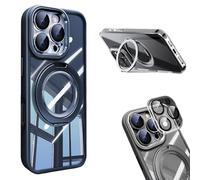 Lekcase for iPhone 17 Series 360 Magnetic Case with Rotating Stand, Magnetic Charging Anti-Collision Phone Case with Lens Film Protection for iPhone 17/16/15/14/13 PROMAX (Blue,16PRO)