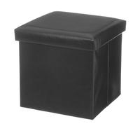 LEKE GO Baúl Puff Taburete para almacenaje Plegable, Capacidad de Carga 100 kg, Tapizado PVC, Acolchado, para Sala de Estar, Dormitorio, Entrada, Negro (38x38x38 cm, Negra)