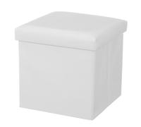 LEKE GO Baúl Puff Taburete para almacenaje Plegable, Capacidad de Carga 100 kg, Tapizado PVC, Acolchado, para Sala de Estar, Dormitorio, Entrada, Blanco (38x38x38 cm, Blanca)