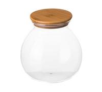 LEKE GO Bote de cristal transparente con tapa de bambú para alimentos de 1 litro, recipiente para alimentos (1)