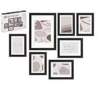 LEKE GO Conjunto de 7 Marco de fotos mural pastpardu negro para fotos 10 x 15 cm + Med: 13 x 18 cm + Grd: 15 x 20 cm