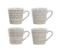 LEKE GO Juego de 4 tazas mug de gres mate beige de cerámica de 180 ml