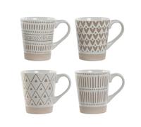 LEKE GO Juego de 4 tazas mug de gres mate de cerámica beige natural de 360 ml