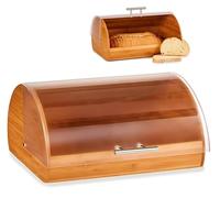 LEKE GO Panera de bambú natural con tapa abatible de 38x24,5x19 cm