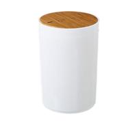 LEKE GO Papelera blanco poliestireno con tapa de bambú Estilo Nordico Blanco de capacidad de 5 litros.