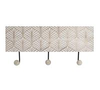 LEKE GO Perchero pared 3 colgador madera tallada decape marron de 38x6x18 cm