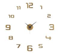 LEKE GO Reloj de Pared Autoadhesiva de Color Roble de Polipropileno Goma Eva, Diámetro Recomendable 60 cm Reloj de Pared Grande sin Marco (Beige)
