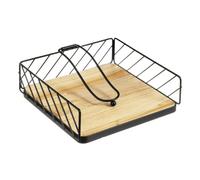 LEKE GO Servilletero bambú natural con metal negro en linea 19x19x6 cm (Bambu 3)