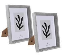 LEKE GO Set de 2 marcos de fotos cubo gris de madera con cristal para foto de 20x25 cm (20x25 cm)