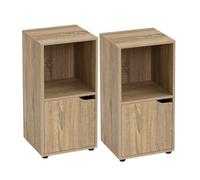LEKE GO Set de 2 mesillas de Noche de 1 Puerta nórdica marrón de Madera para Dormitorio de 61x29x30 cm (2 Unidad)