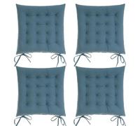 LEKE GO Set de 4 Cojines Acolchados para Silla Azules de Antelina de 40x40 cm (Azul)