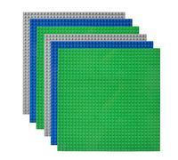 Lekebaby Paquete de 6 placas base clásicas, placas base grandes de 10 x 10 pulgadas, 100% compatibles con todas las principales marcas, para niños mayores de tres años, verde/azul/gris