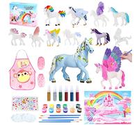 Lekebaby Regalo de unicornio para niñas 4, 5, 6, 7, 8 años, juego de pintura de unicornios para niños con 12 unicornios, juego de manualidades para niños y niñas, regalos de cumpleaños, juguete de