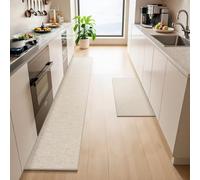LEKEEPGO Alfombra Cocina Lavable Antideslizante 43x75cm+43x200cm, 2 Piezas Alfombras Cocina Lavable, Alfombra Pasillo Larga, Tapete Cocina, Absorbente Alfombra para Cocina, Pasillo, Lavadero, Beige