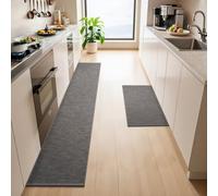 LEKEEPGO Alfombra Cocina Lavable Antideslizante 43x75cm+43x200cm, 2 Piezas Alfombras Cocina Lavable, Alfombra Pasillo Larga, Tapete Cocina, Absorbente Alfombra para Cocina, Pasillo, Lavadero, Gris